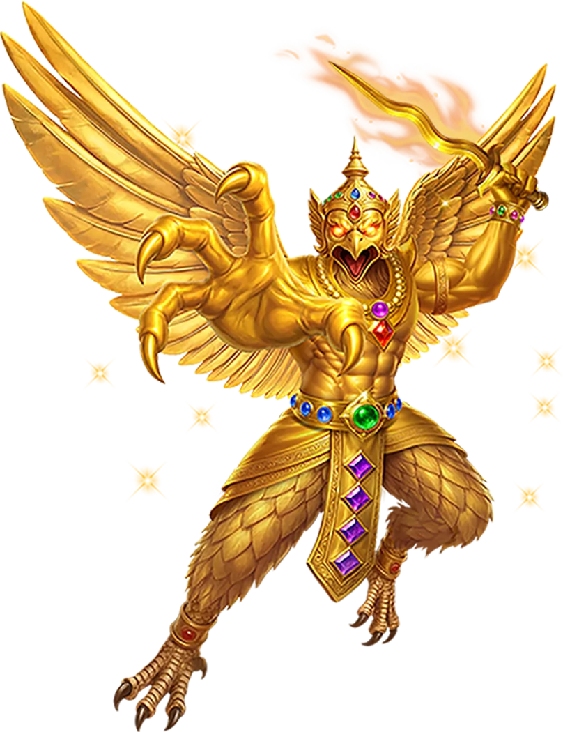 The golden Garuda with the flaming sword